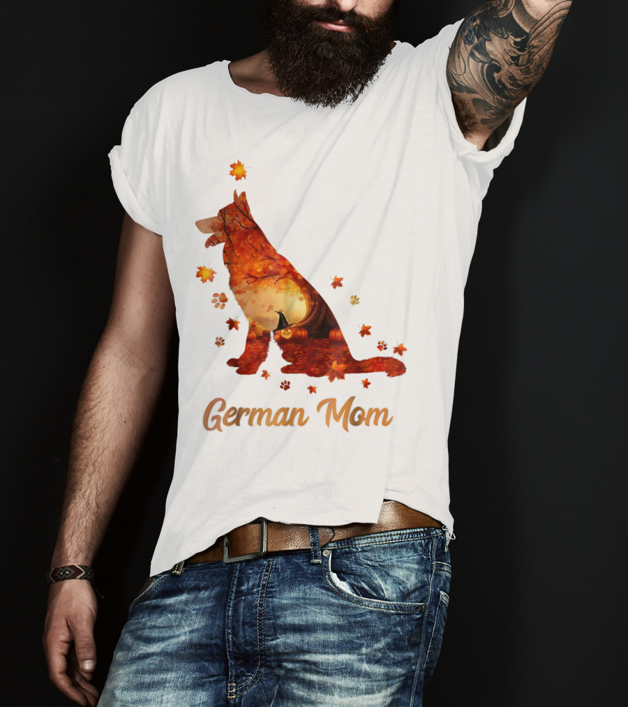 German Shepherd Mom Autumn Scene T-Shirt