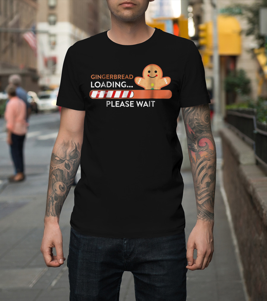 Gingerbread Loading Please Wait Funny Pregnant Expecting Announcement T-Shirt