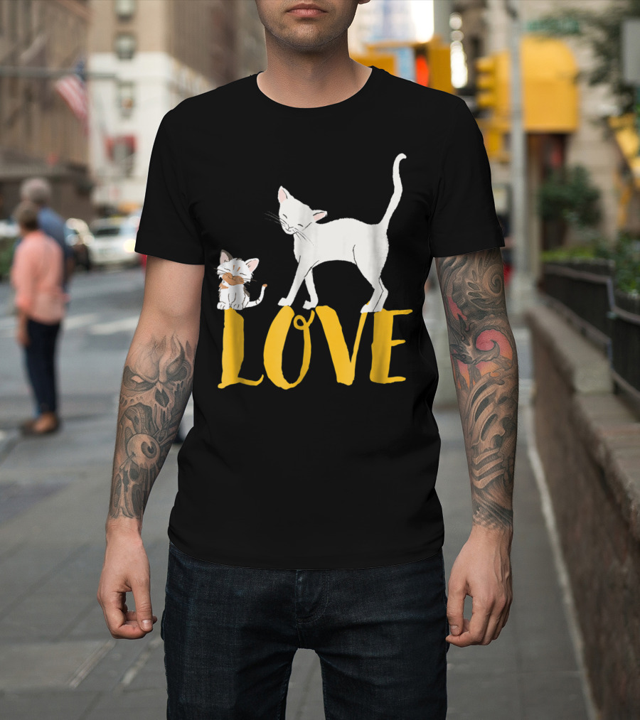 I Love Cats Vintage Love Cat Mom And Dad Cat Person 13 T-Shirt