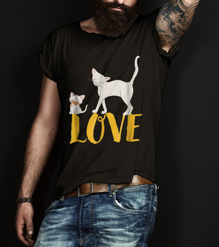 I Love Cats Vintage Love Cat Mom And Dad Cat Person 13 T-Shirt