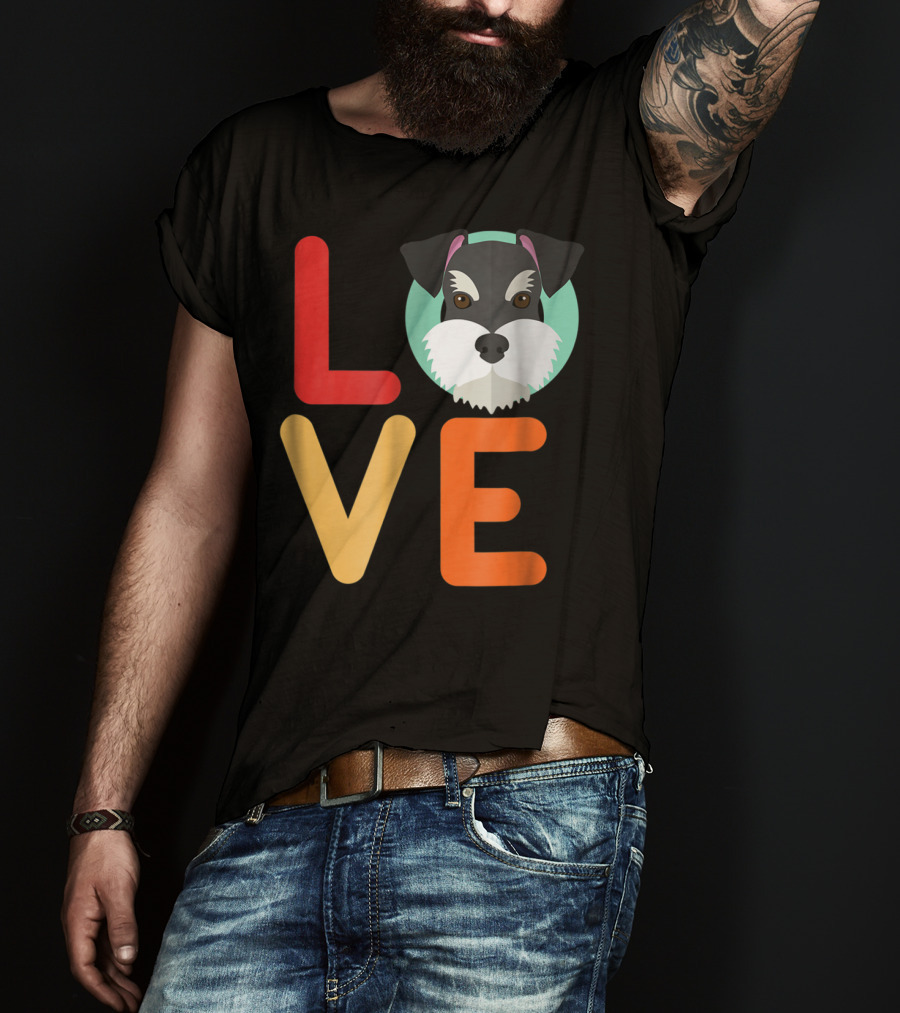 Love Miniature Schnauzer Dog And Puppy For Dog T-Shirt