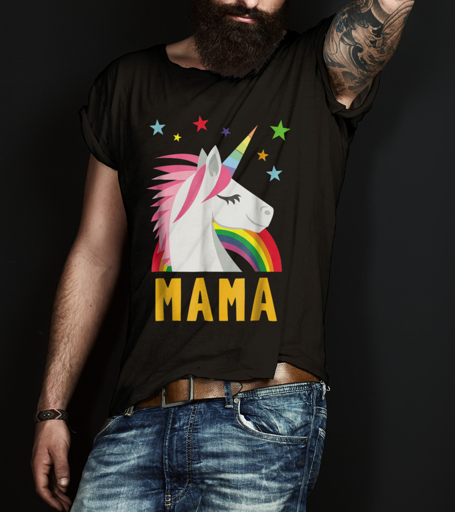 Mama Unicorn Rainbow Star Lovers T-Shirt