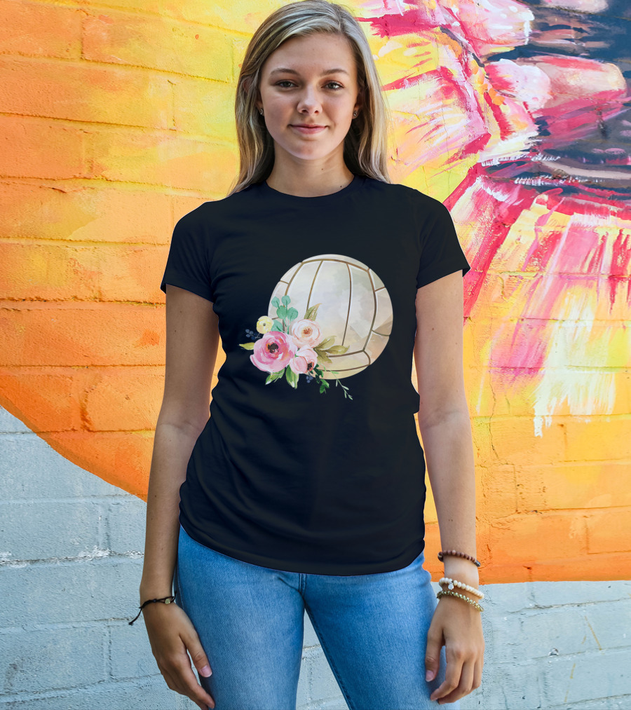 Watercolor Boho Floral Volleyball Patchwork T-Shirt