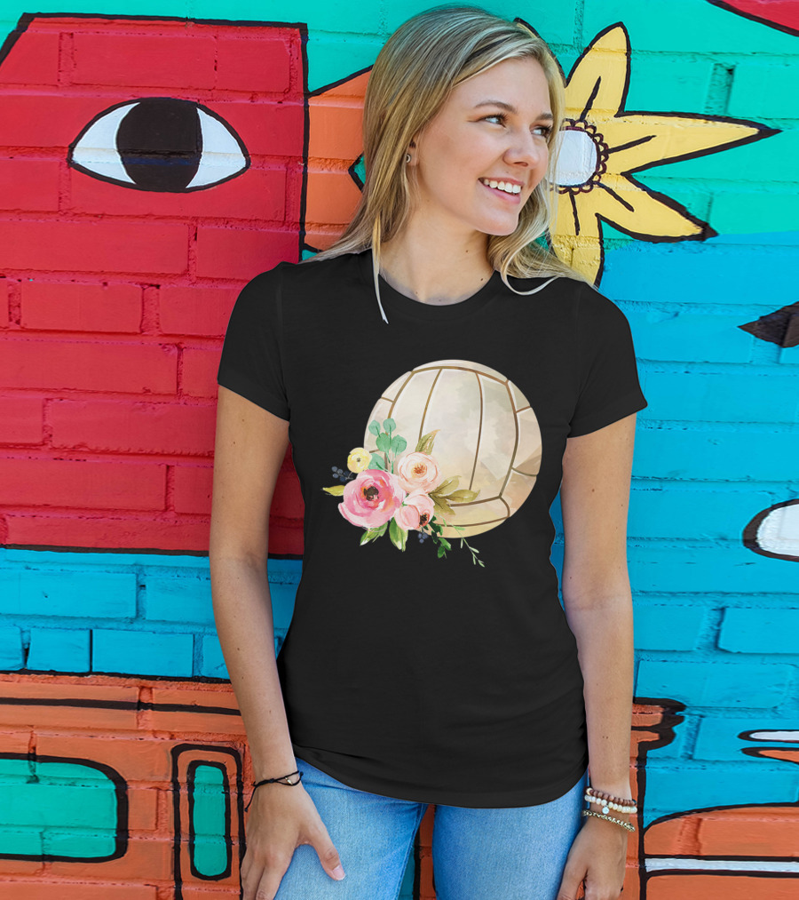 Watercolor Boho Floral Volleyball Patchwork T-Shirt