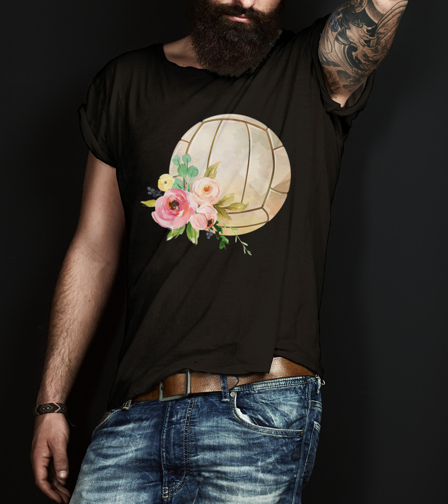 Watercolor Boho Floral Volleyball Patchwork T-Shirt
