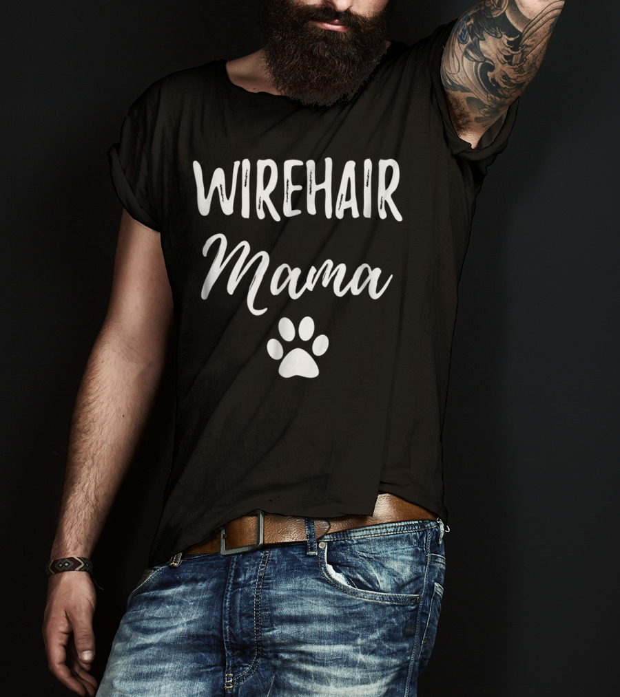 Wirehair Mama Funny Cat Mom Paw Print Idea99 T-Shirt