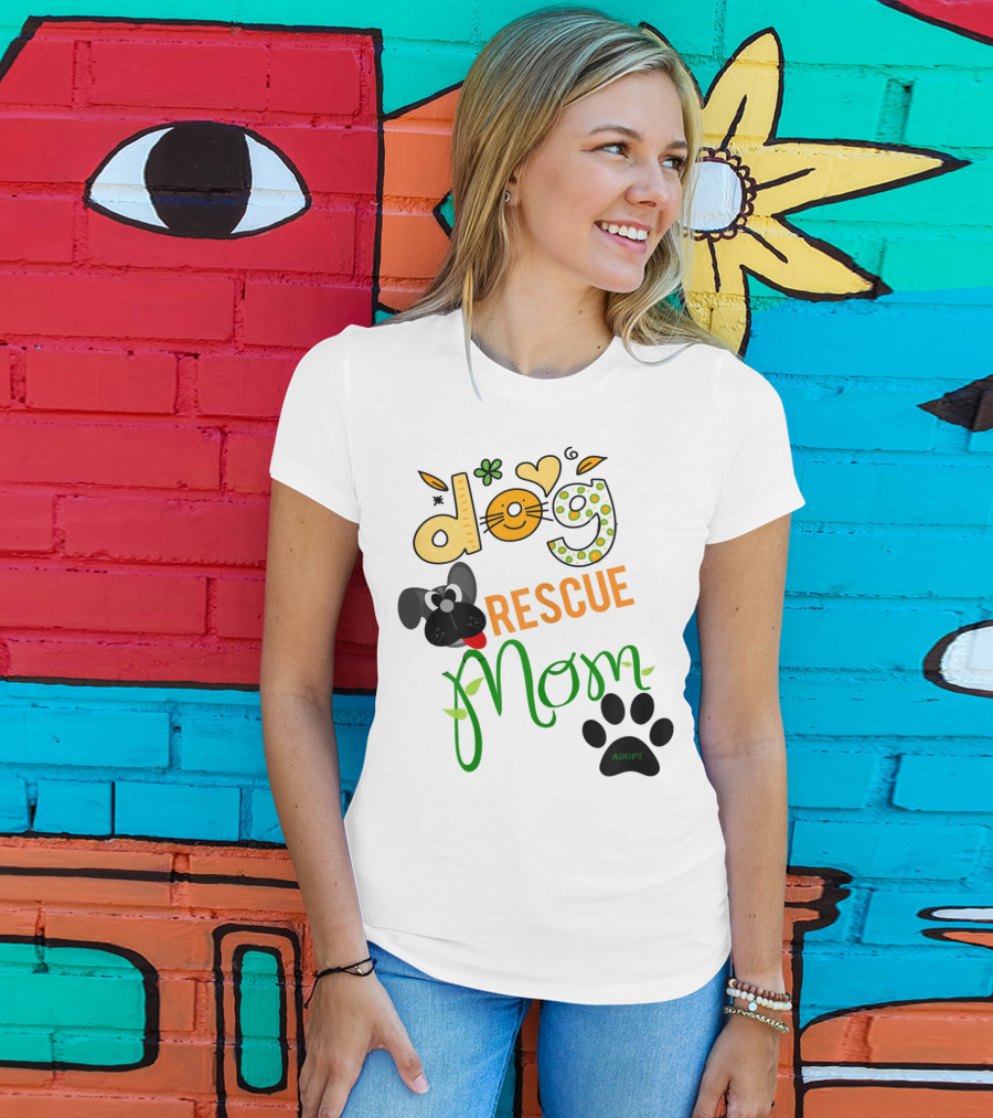 Best Dog Rescue Mom Ever Adopt Paw Prints T-Shirt