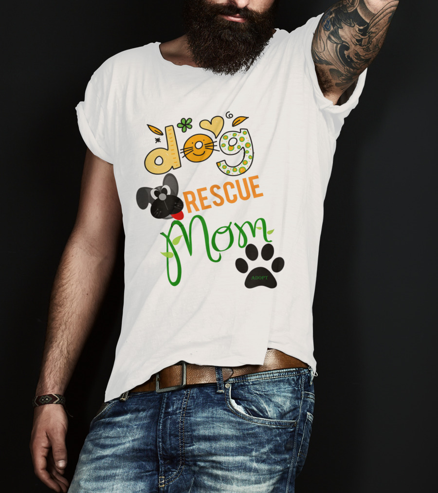 Best Dog Rescue Mom Ever Adopt Paw Prints T-Shirt