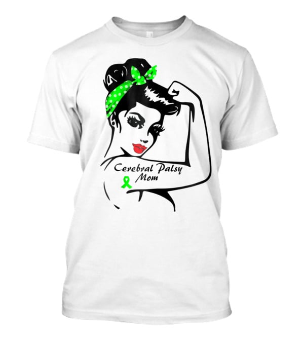 Cerebral Palsy Mom Strong Ribbon Green Polka Dot Bandana T-Shirt