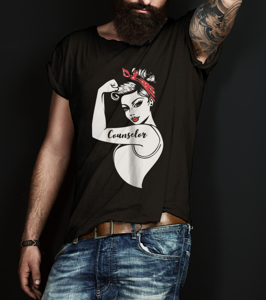 Counselor Strong Girl Mom Rosie The Riveter 42 T-Shirt