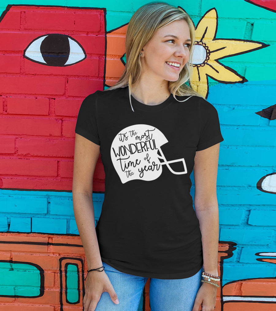 It's The Most Wonderful Time Of The Year Football Helmet Mom Mama Fan4 T-Shirt