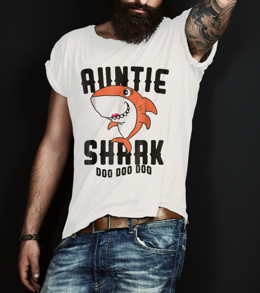 Auntie Shark Doo Doo Doo Mom Grandma Halloween Christmas T-Shirt