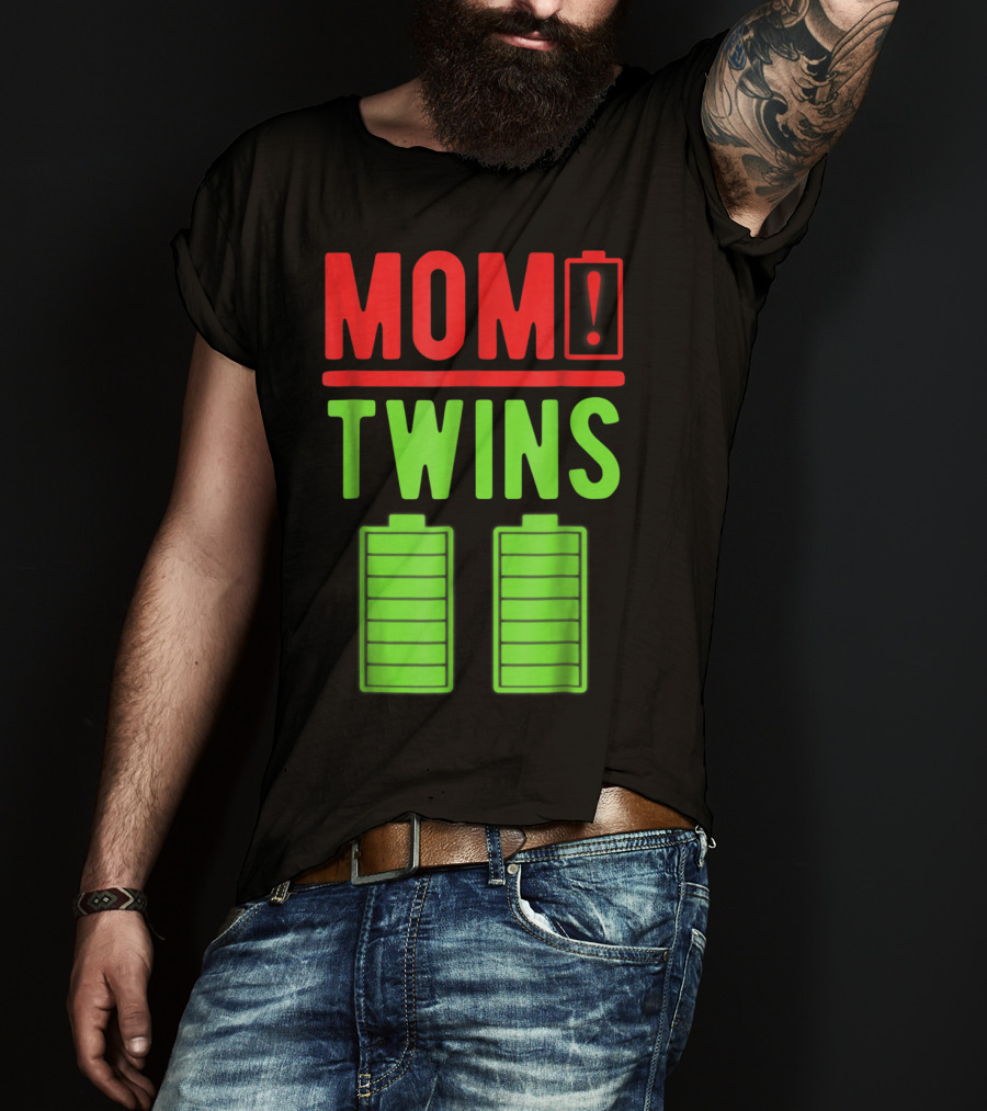 Mom Twins Battery Life Depleted Funny Twins Mom T-Shirt
