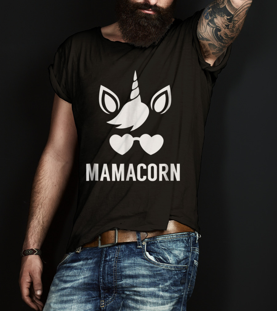 Funny Mamacorn Unicorn Heart Sunglasses T-Shirt