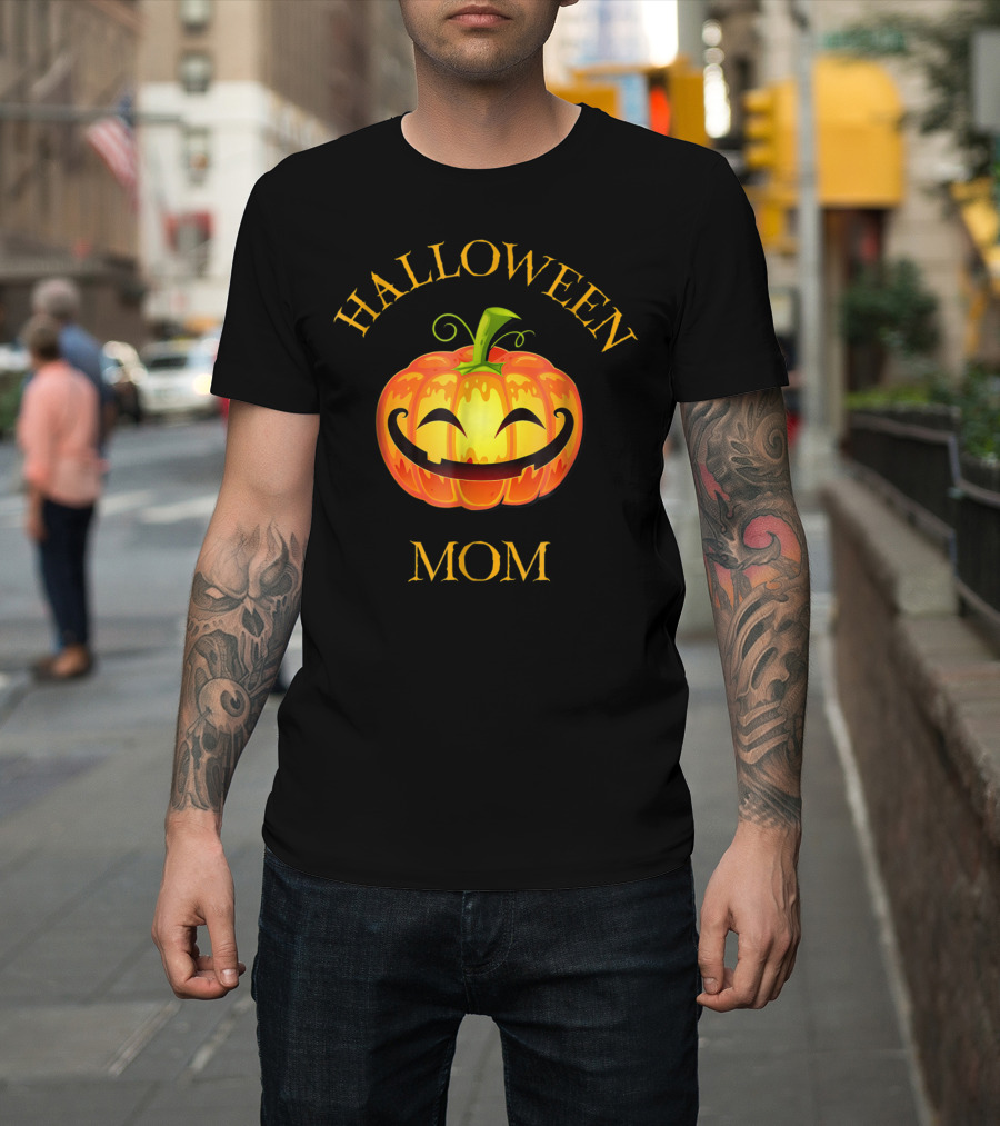 Halloween Mom Jack O Lantern Pumpkin Face T-Shirt