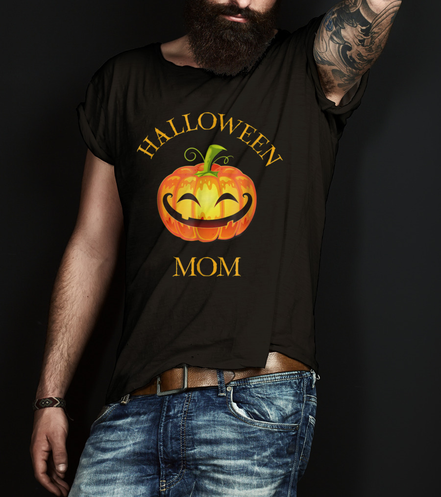 Halloween Mom Jack O Lantern Pumpkin Face T-Shirt