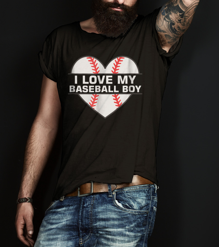I Love My Baseball Boy Heart Design Women Cute 1 Fan Game6 T-Shirt