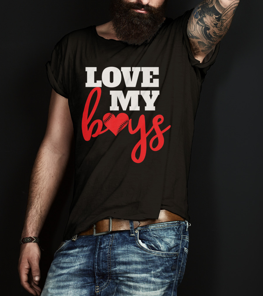 LOVE MY BOYS Baseball Heart T-Shirt