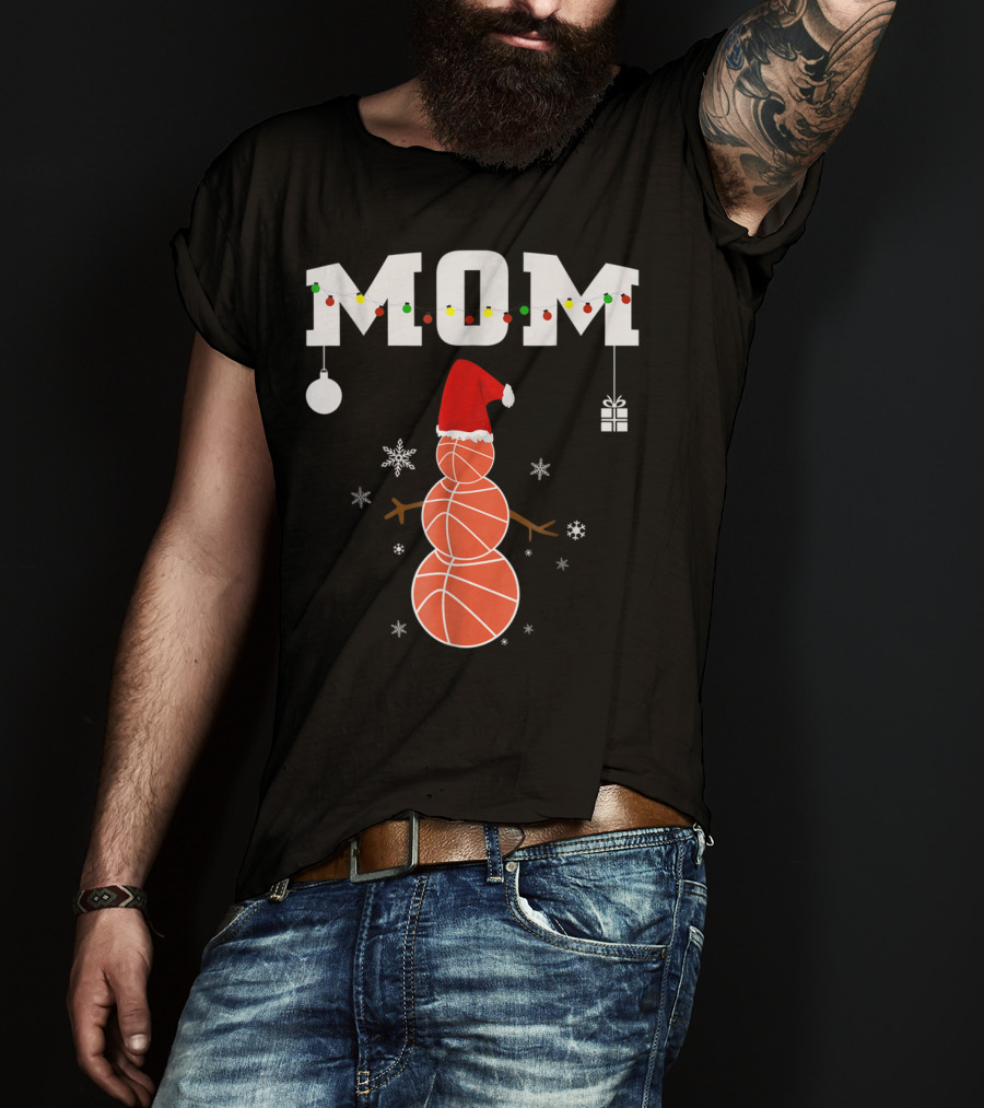 Basketball Mom Snowman Christmas Family Matching Holiday 90s T-Shirt