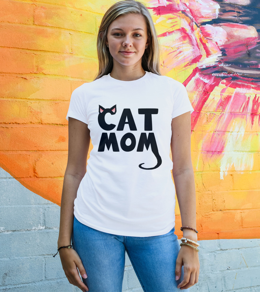 Cat Mom With Cat Ears And Tail T-Shirt