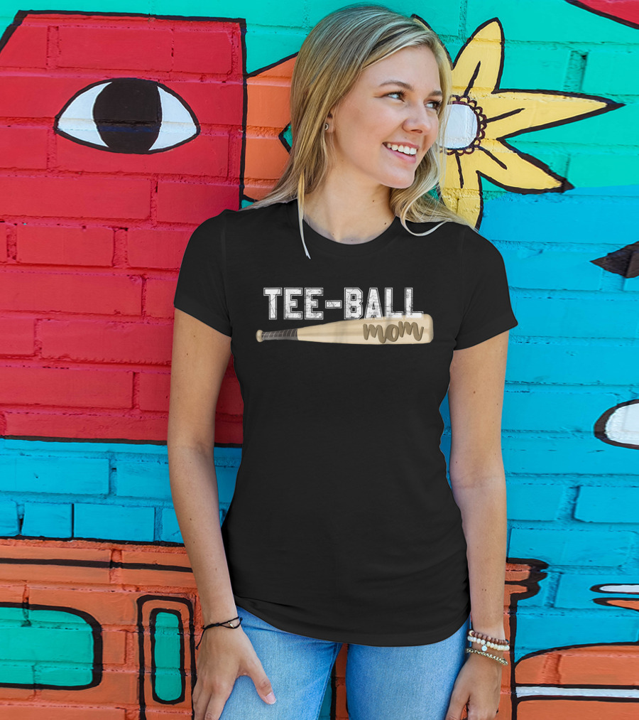 Tee-Ball Mom Baseball Bat Cute Teeball T-Shirt