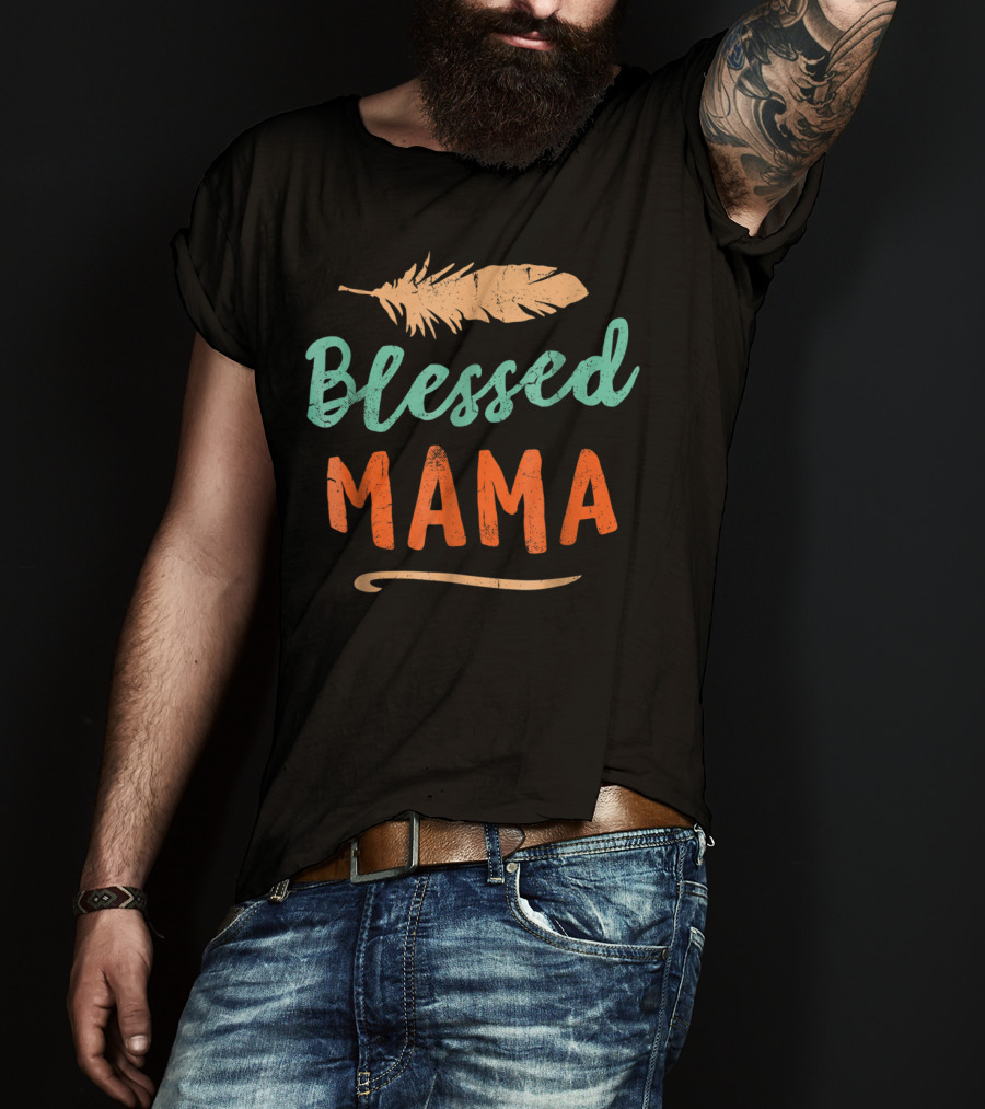 Blessed Mama Feather T-Shirt