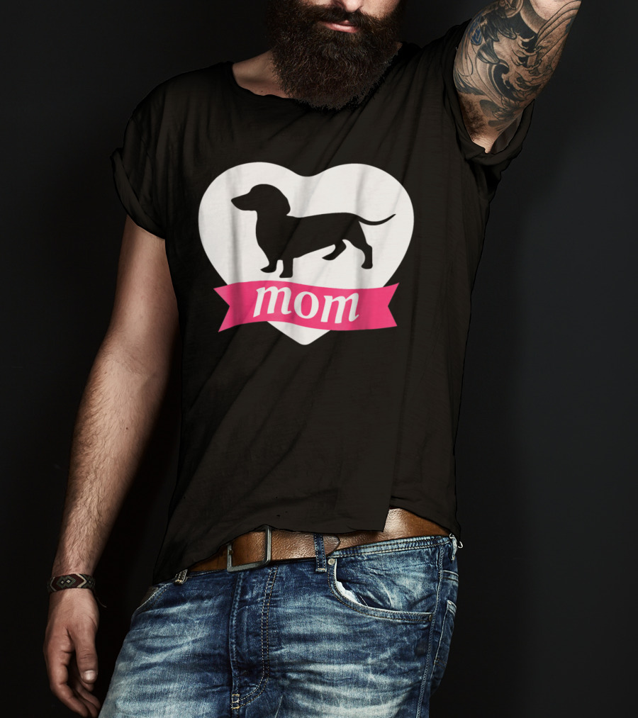 DACHSHUND MOM Heart Silhouette Vintage Fleece T-Shirt