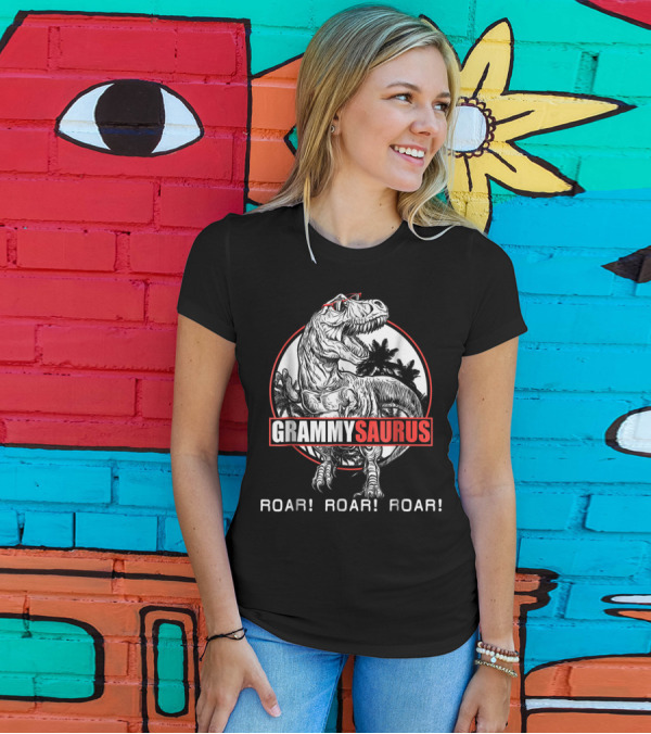 Grammysaurus Roar Roar Roar Rex Dinosaur Palm Trees Red Glasses T-Shirt