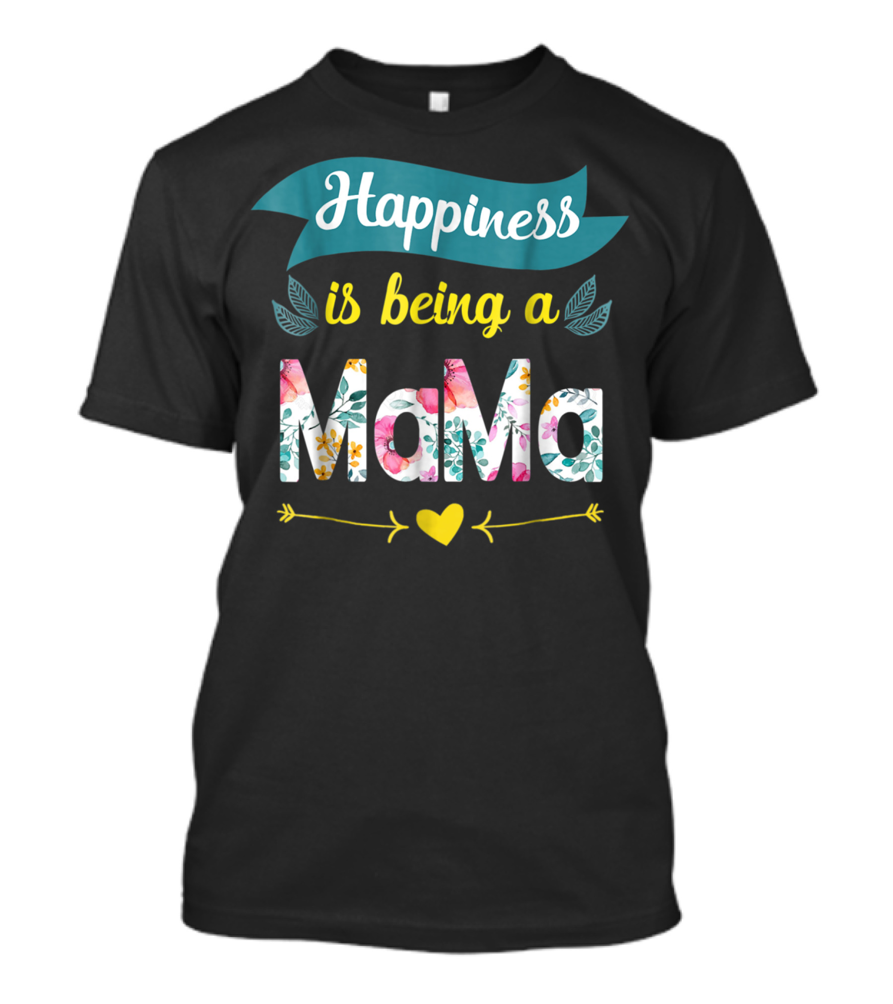 Happiness Is Being A Mama Floral Heart T-Shirt