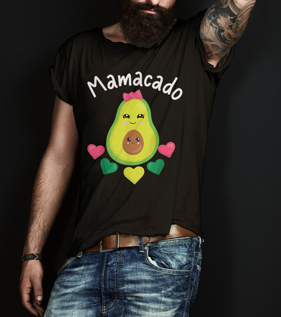 Mamacado Cute Avocado Lover Vegan Vegetarian Heart T-Shirt