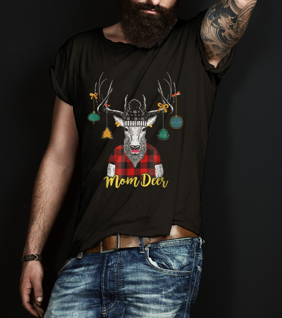 Mom Deer Christmas Plaid Noel Xmas Apparel16 T-Shirt