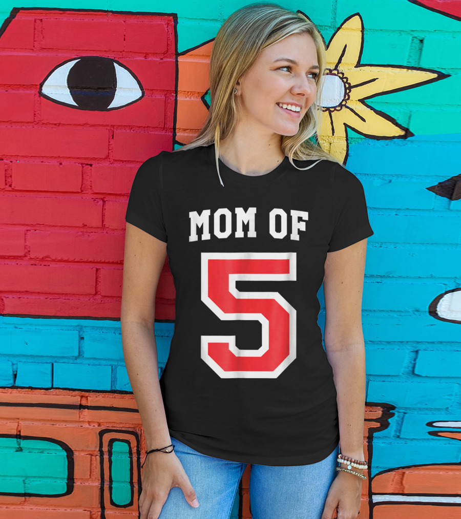 Mom Of 5 Baseball Jersey T-Shirt