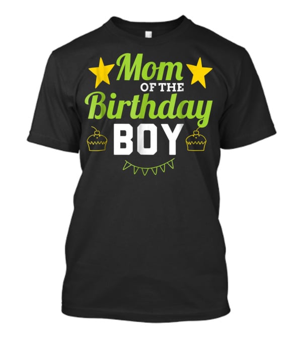 Mom Of The Birthday Boy Stars Cupcakes Party T-Shirt