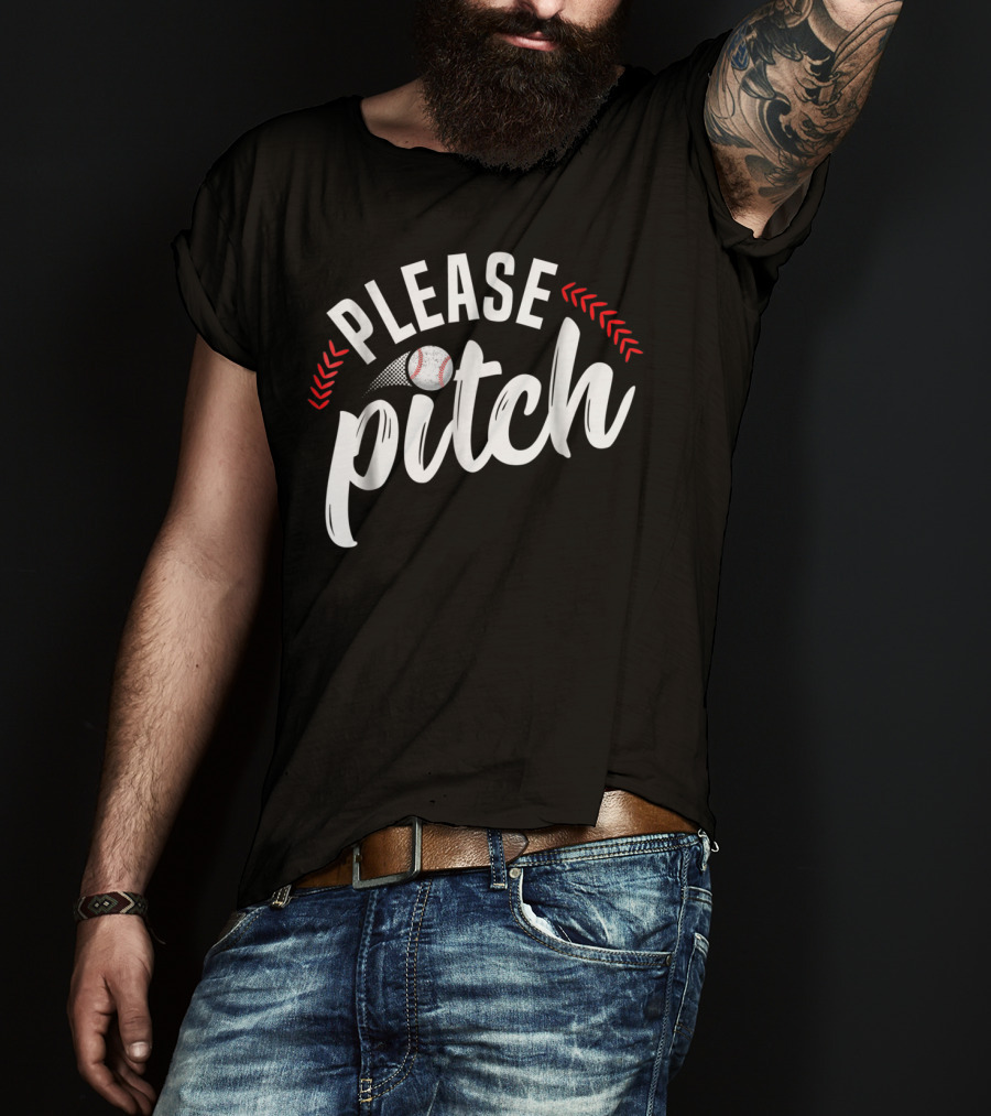 Please Pitch Baseball Funny Adult Humor Mom Pun90 T-Shirt