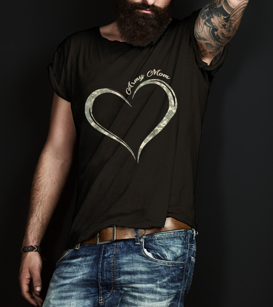Army Mom Camo Heart T-Shirt