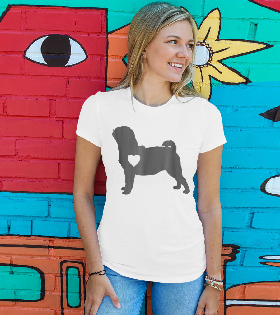 Pug Love Heart Silhouette Pug Dog Mom59 T-Shirt