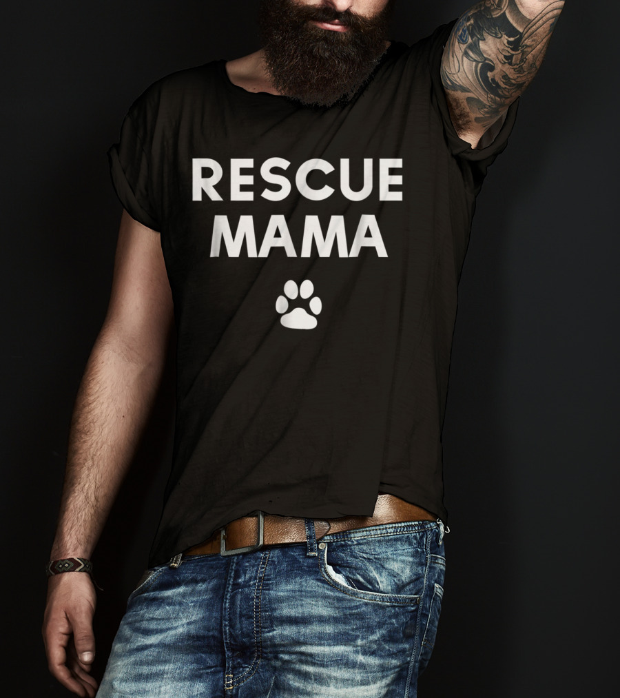 Rescue Mama Paw Print Shelter Dog Mom T-Shirt