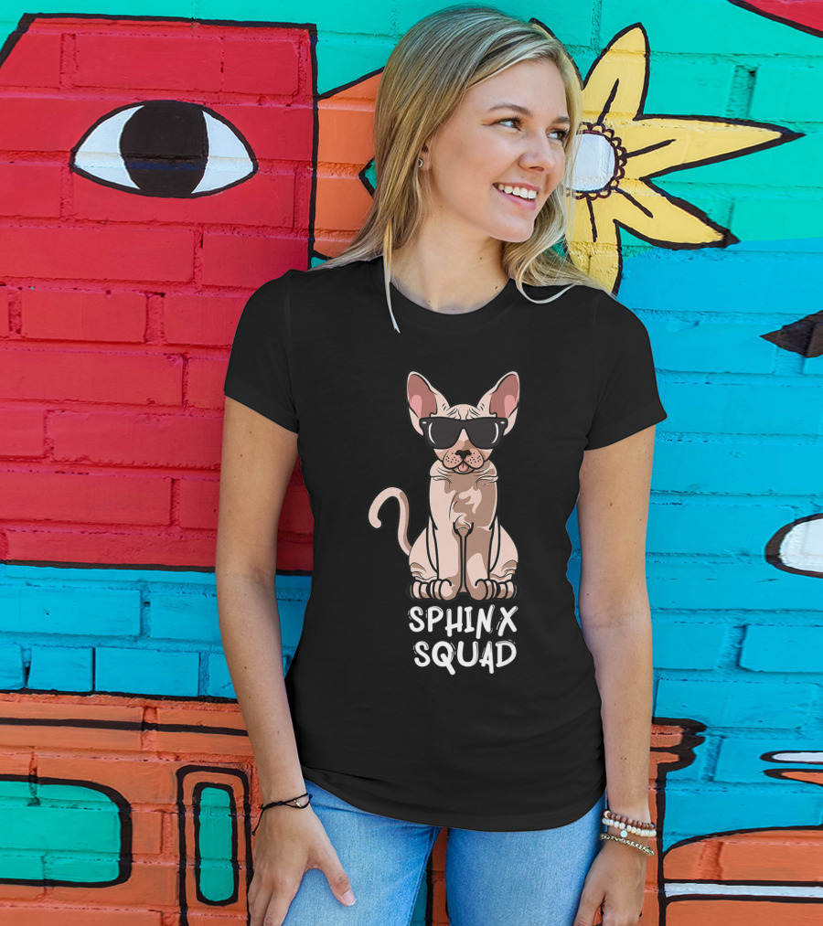 Sphynx Cat Lovers Cat Mom Sphinx Squad Holiday Greetings T-Shirt