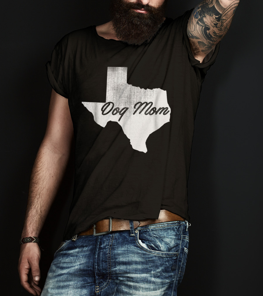 Texas State Dog Mom TX Lover Distressed Map T-Shirt