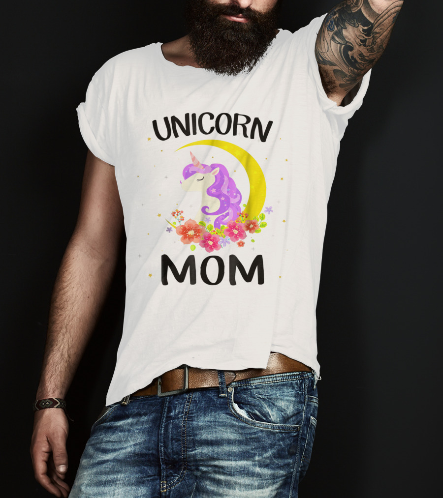 Unicorn Mom Moon Floral Magic T-Shirt