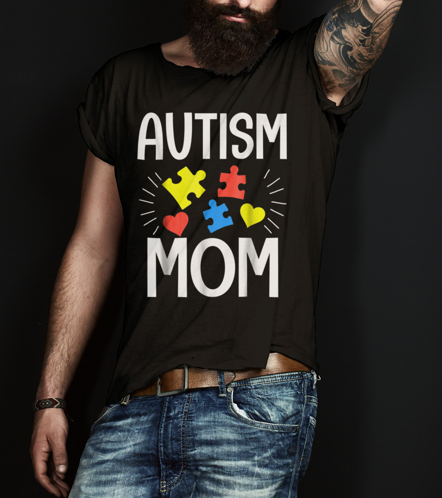 Autism Mom Colorful Puzzle Heart T-Shirt