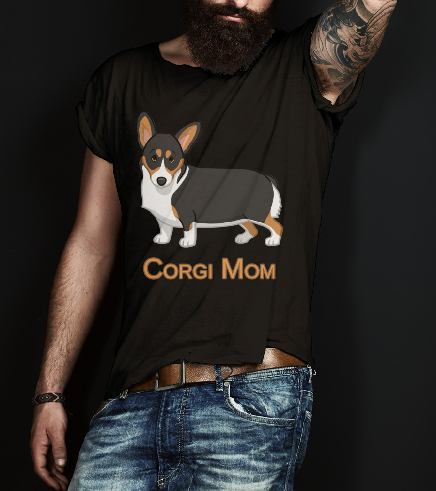 Corgi Mom Cute Black Tricolor Pembroke Dog Lovers T-Shirt