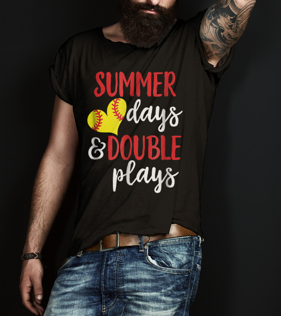 Summer Days And Double Plays Softball Girls T-Shirt