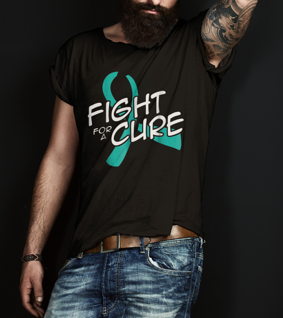 Fight For A Cure Ovarian Cancer Awareness Mom Wife50 Teal T-Shirt