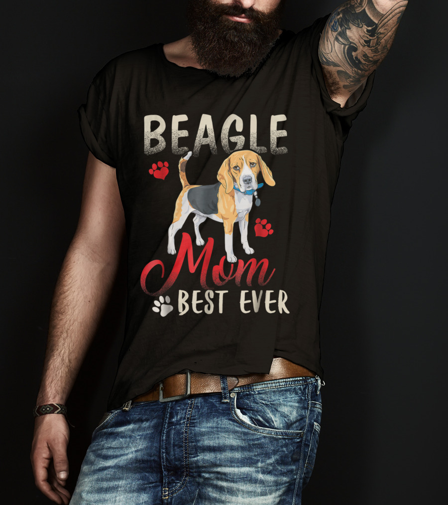 Beagle Mom Best Ever Beagle Dog With Paw Prints T-Shirt