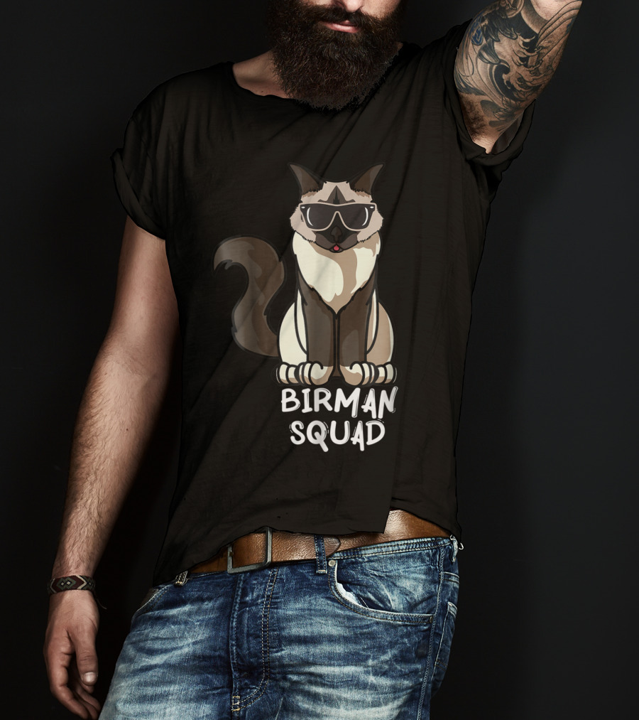 Birman Squad Cat Mom Lover Squad Cool Birman Cat With Sunglasses T-Shirt