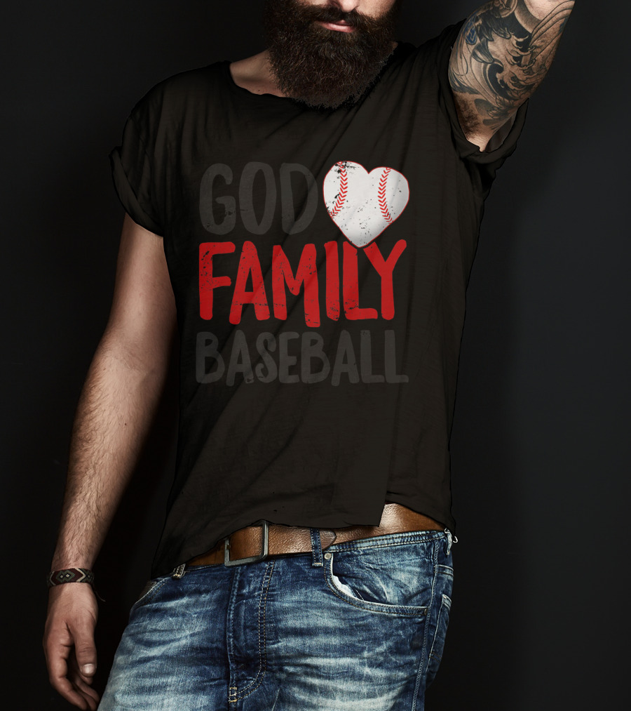God Family Baseball Mom Mother Dad Father Coach27 Heart Baseball T-Shirt
