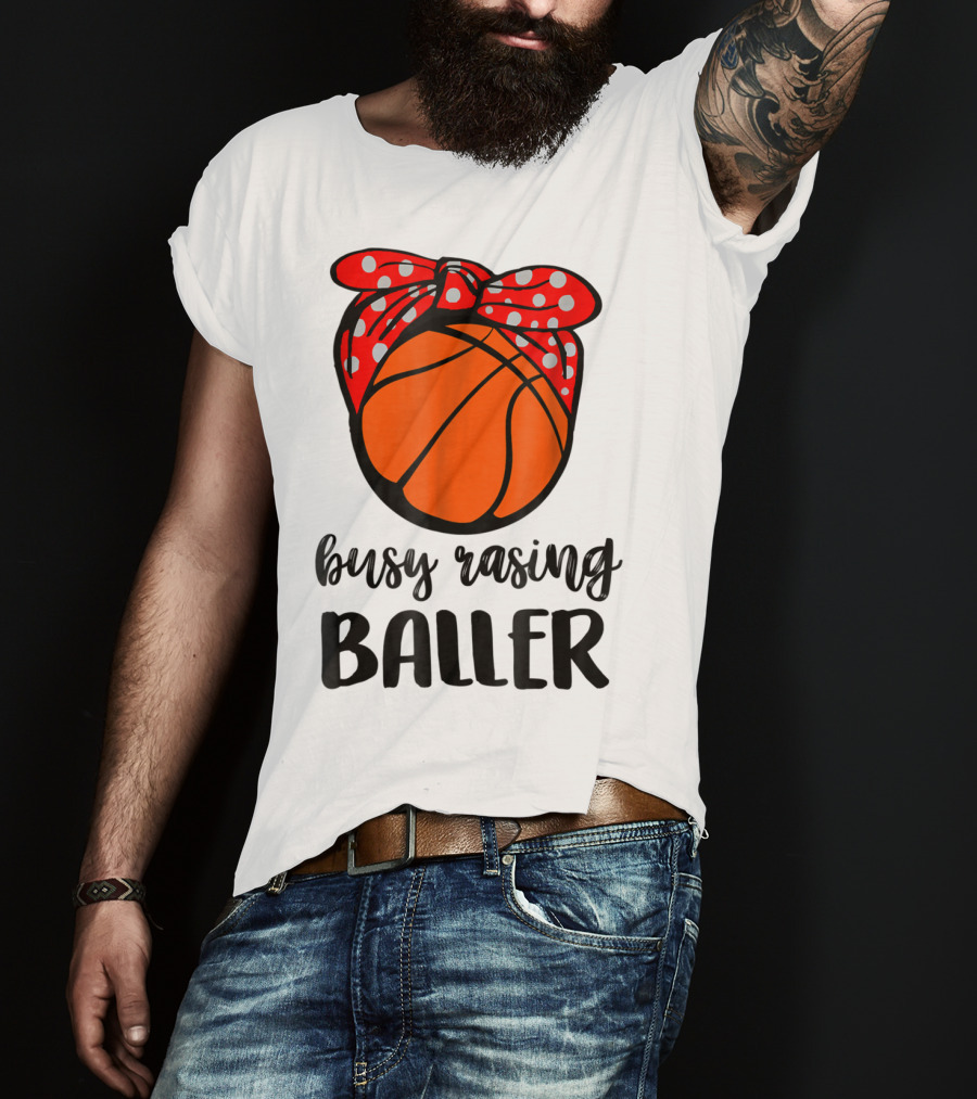 Busy Raising Baller Basketball Bandana Bow T-Shirt