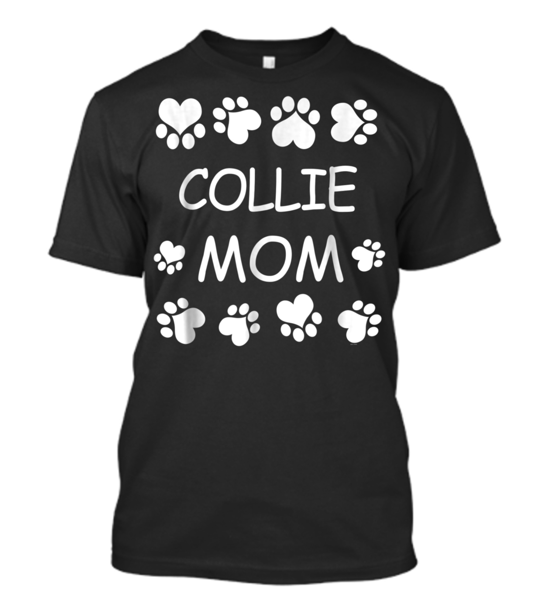 Collie Mom Paw Print Hearts Christmas Birthday T-Shirt