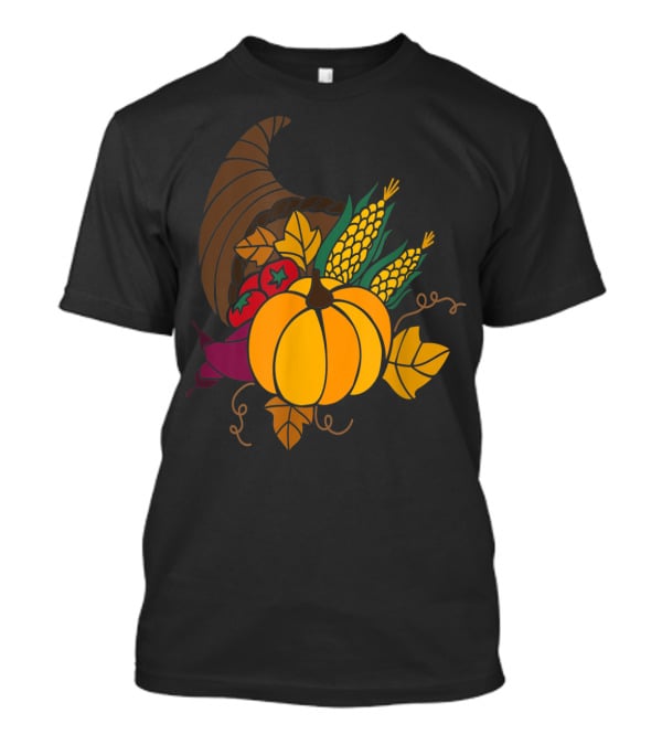 Cornucopia Autumn Harvest Thanksgiving Pumpkin Teacher Mom43 T-Shirt